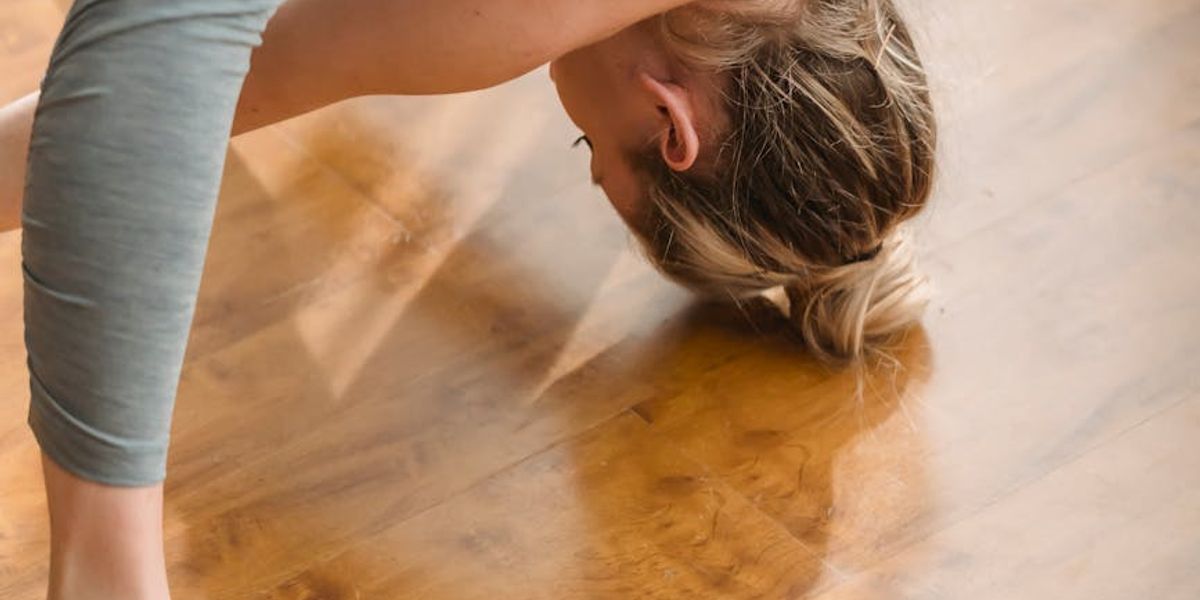 Wide serene image showing a calm space for yoga practice.